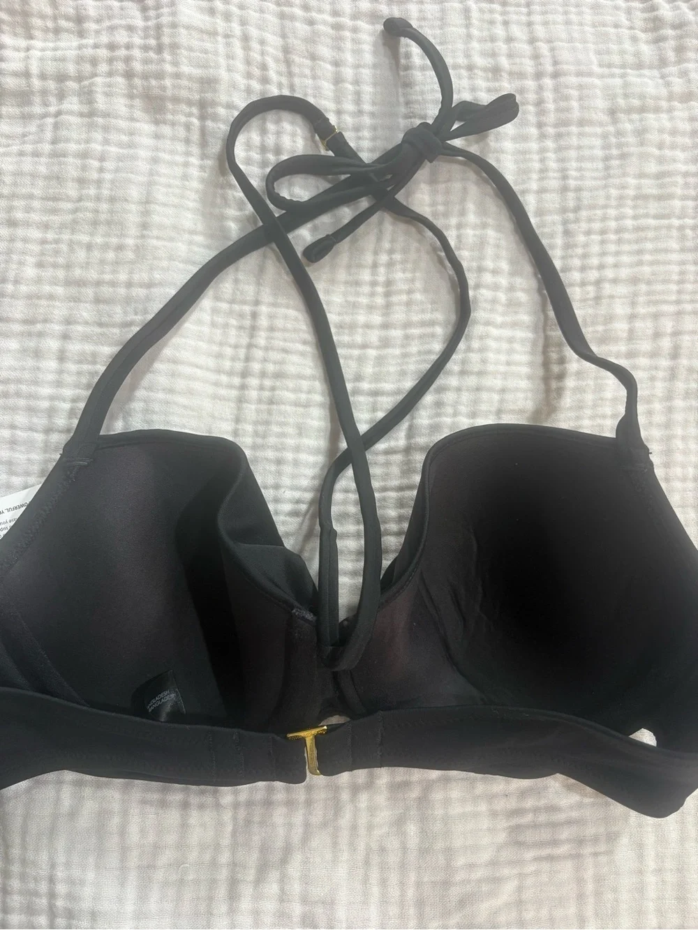 smart & sexy Black Halter Push-Up Bikini Top with Ruching